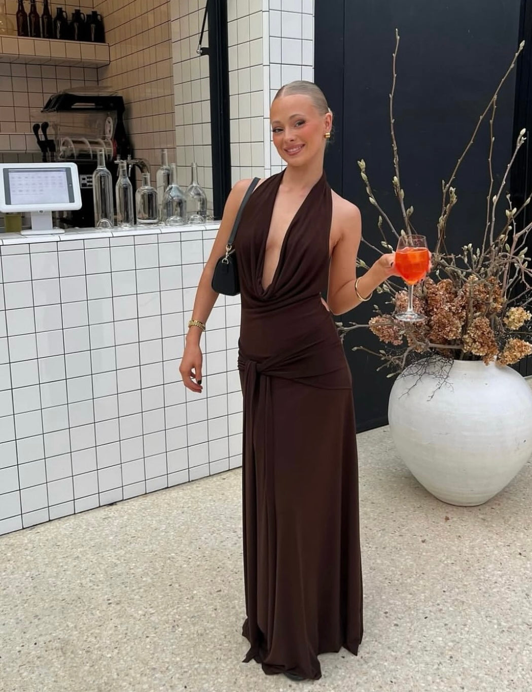 *Nadia Dress (brown)- La Marie